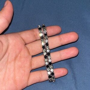 2 Elegant Black, green, and Silver Bracelets